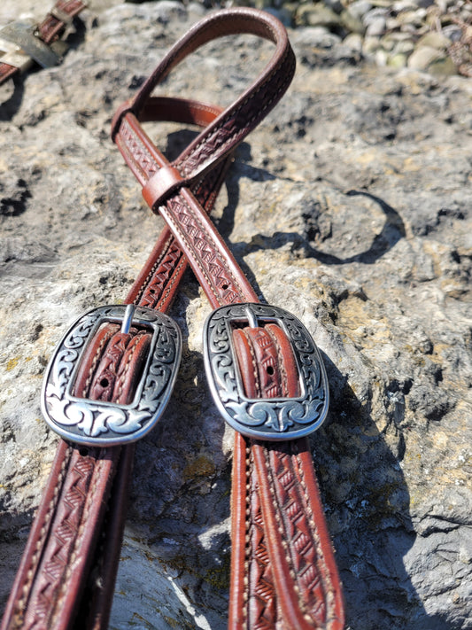 Bob’s Custom Saddles JW One Ear Basket Stamp Headstall-CUSTOM ORDER ONLY