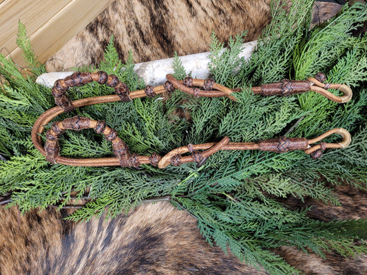 30 Plait Caramel Two Ear Rawhide Headstall