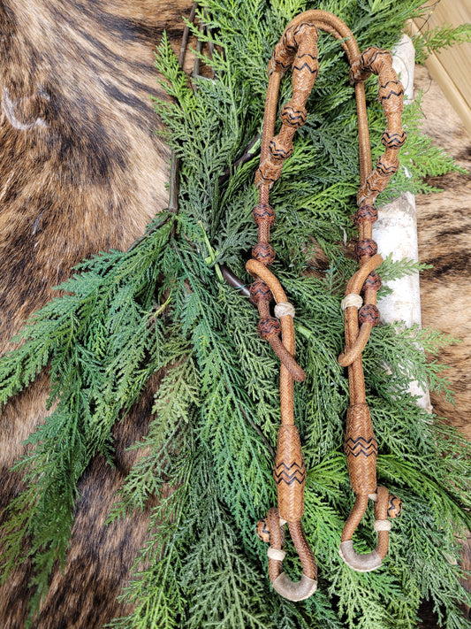 30 Plait Caramel Two Ear Rawhide Headstall