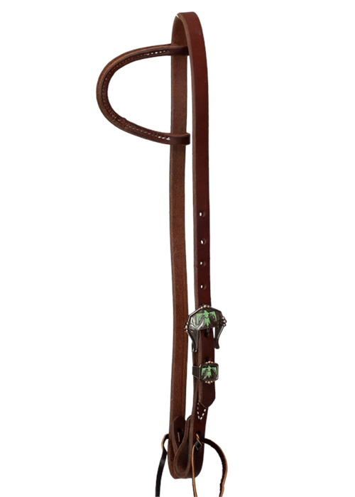 Slip Ear Headstall - Green Thunderbird Buckle