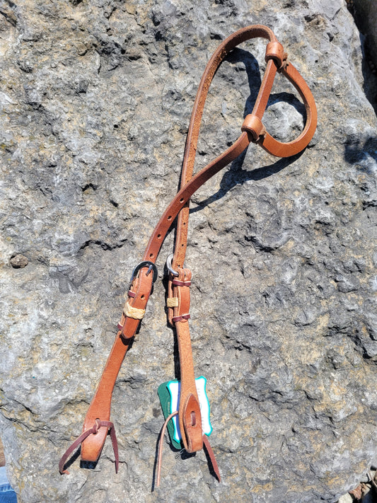 One Ear Herman Oak Headstall with Rawhide Keeper