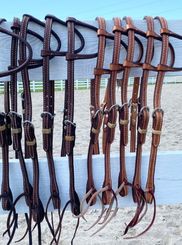 One-Ear Basketstamp Headstall with Rawhide Keeper