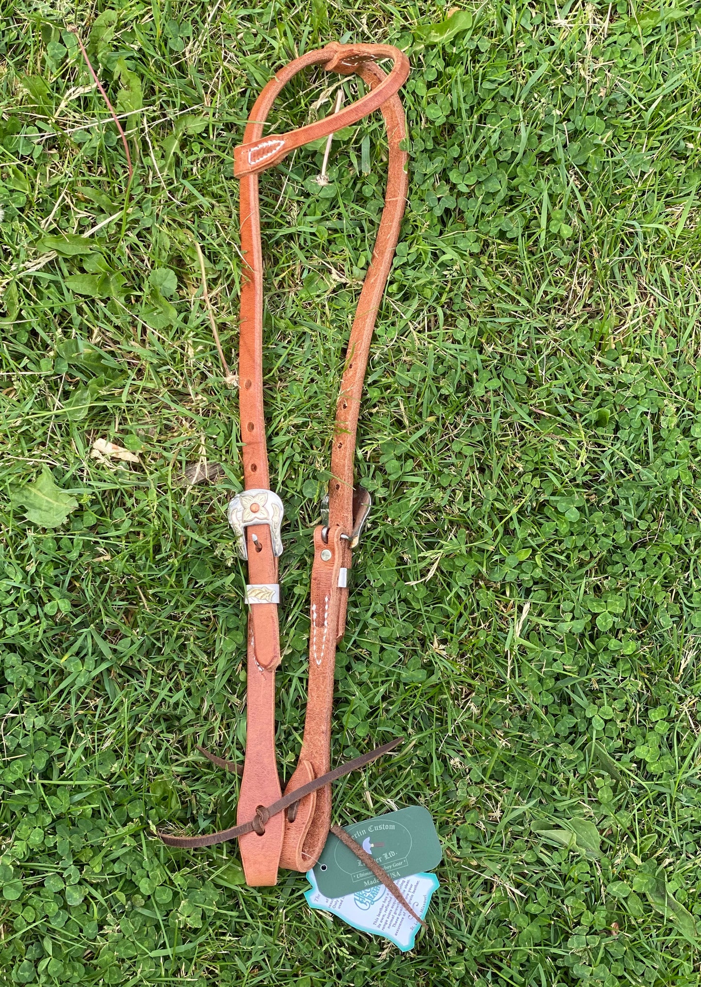 One Ear Headstall with Stainless Floral Buckle