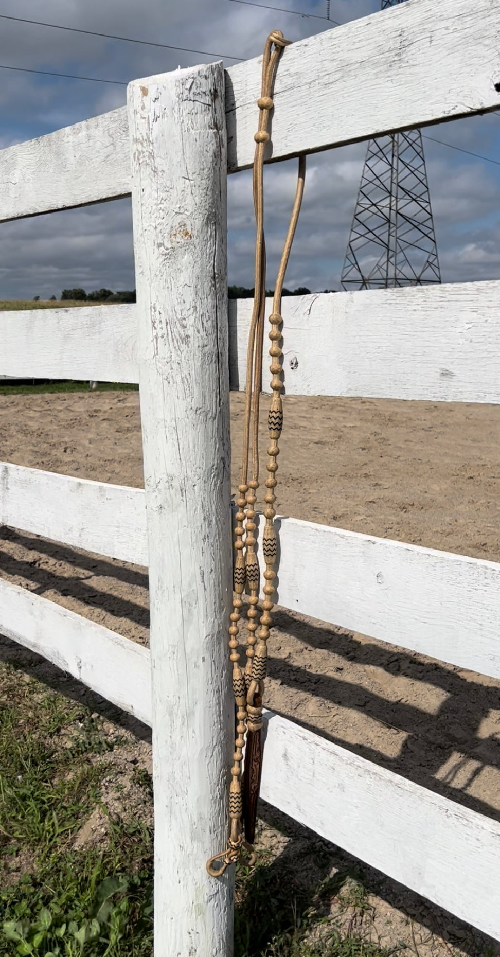 30 Plait Natural Romal Reins with Black Detail