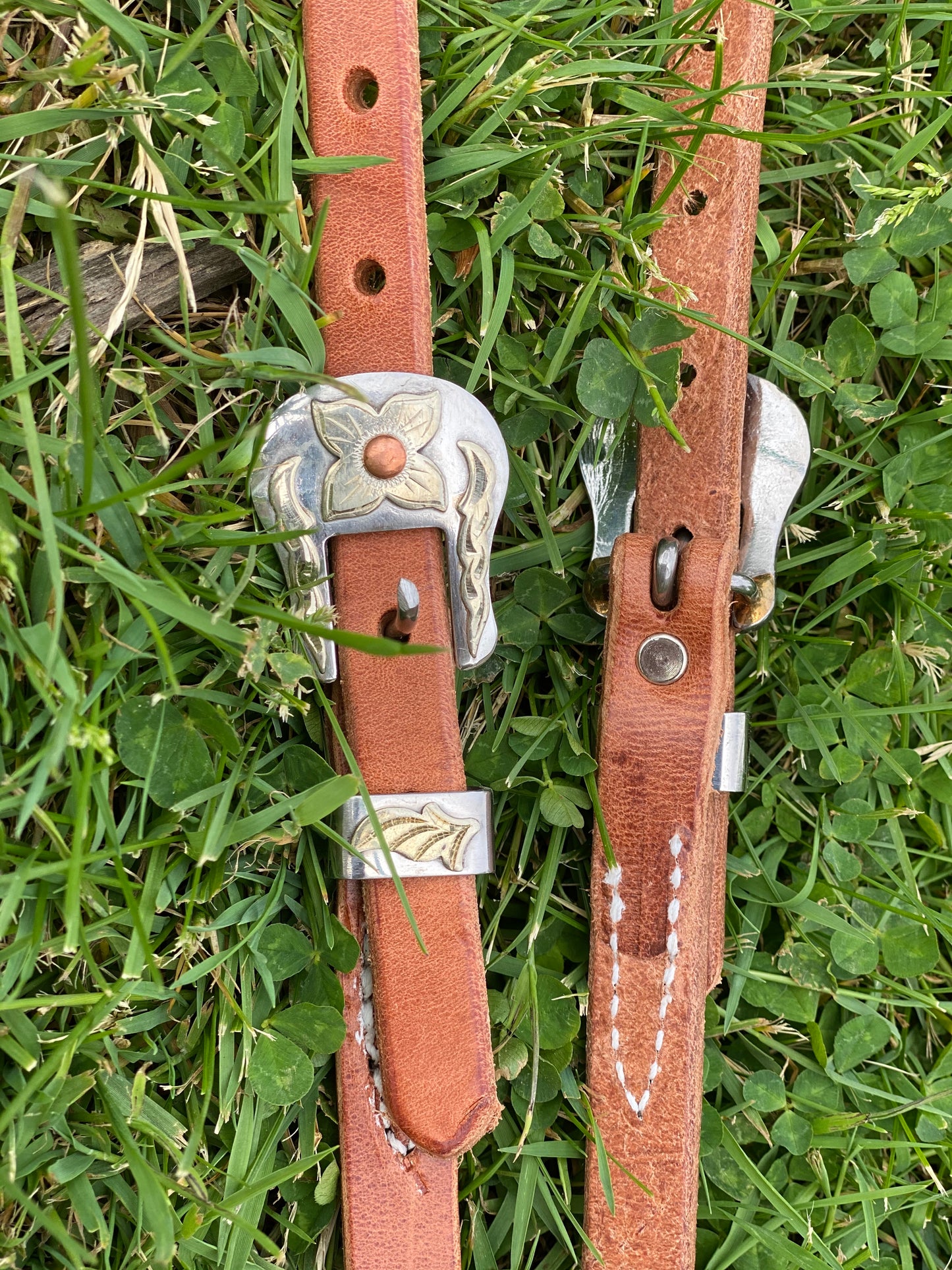 One Ear Headstall with Stainless Floral Buckle