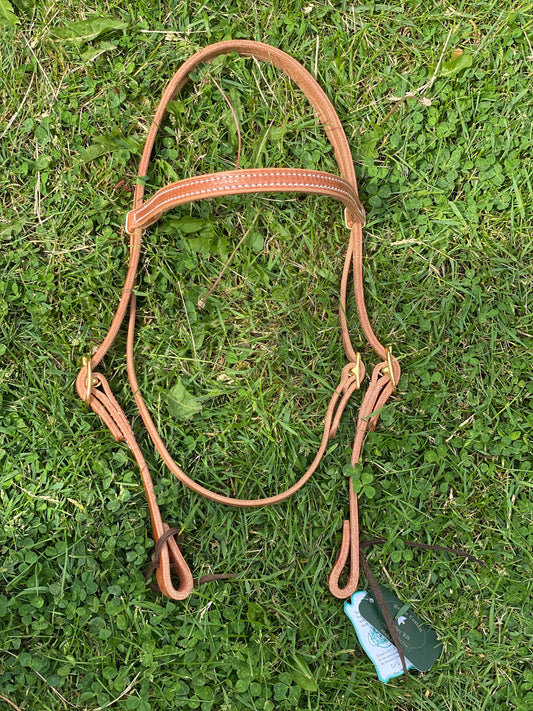 Straight Browband Working Headstall with Brass Buckle