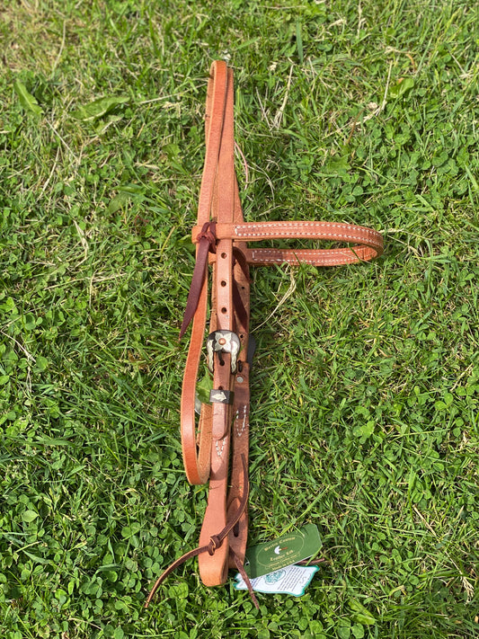 Straight Browband with Antique Flower Buckle