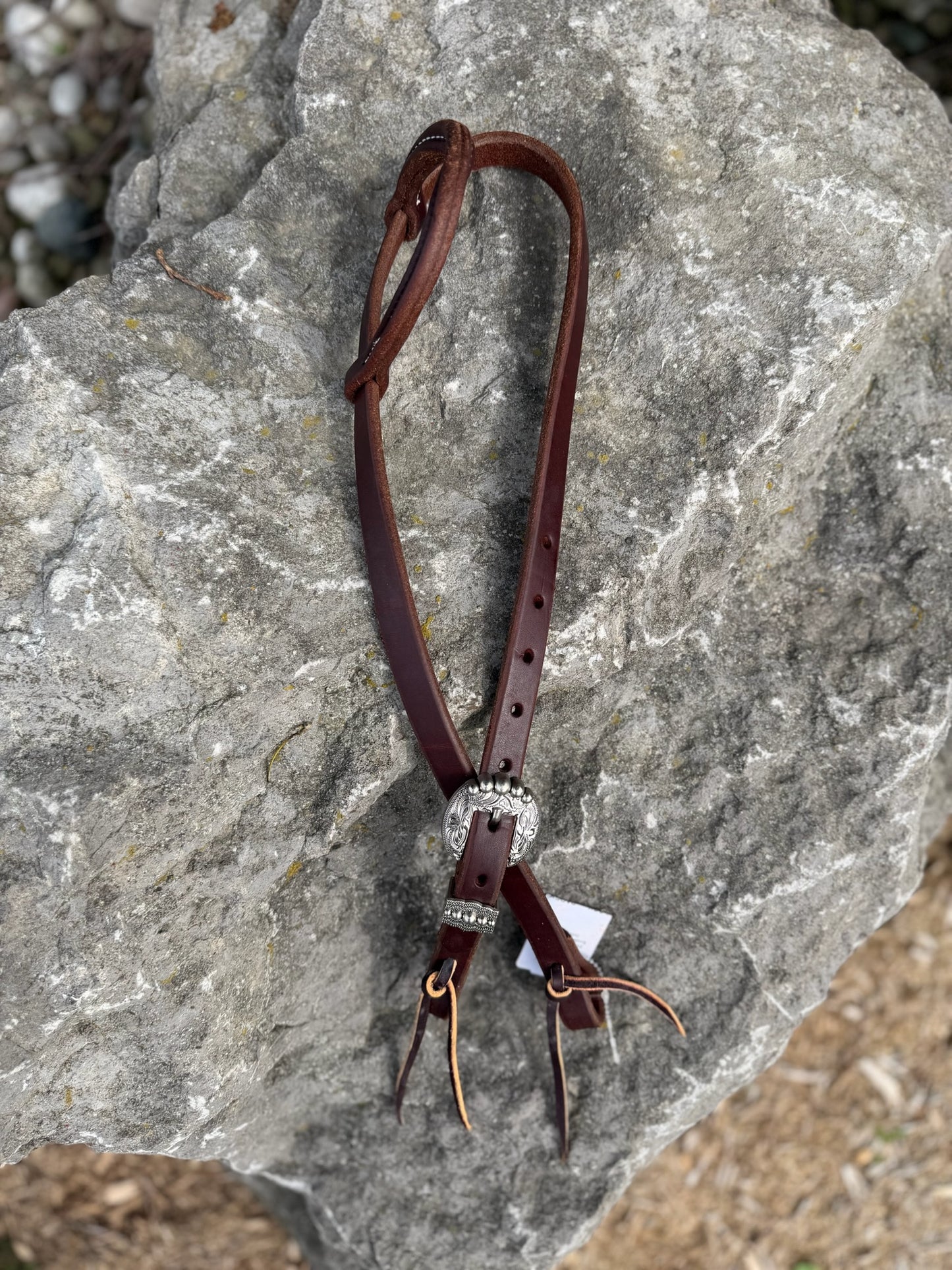Slip Ear Headstall - Antique Silver Dotted Buckle