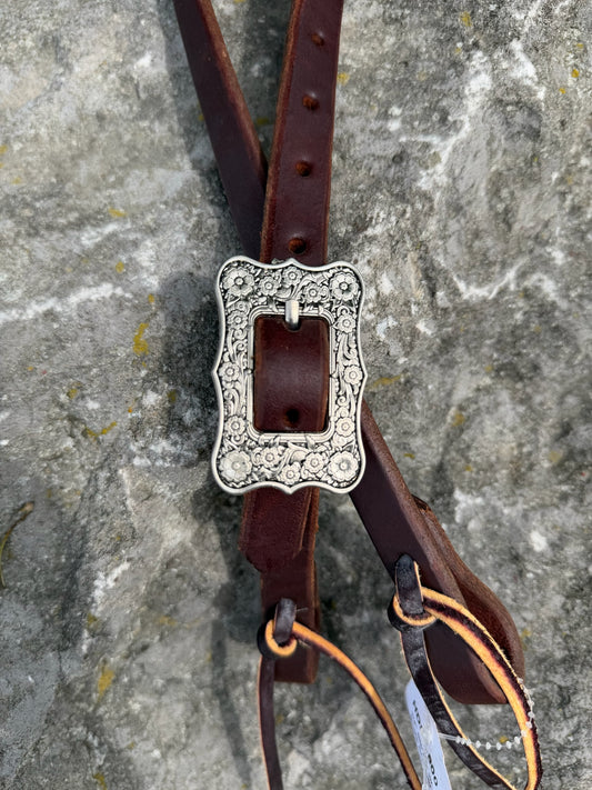Slip Ear Headstall - Antique Silver Daisy Buckle