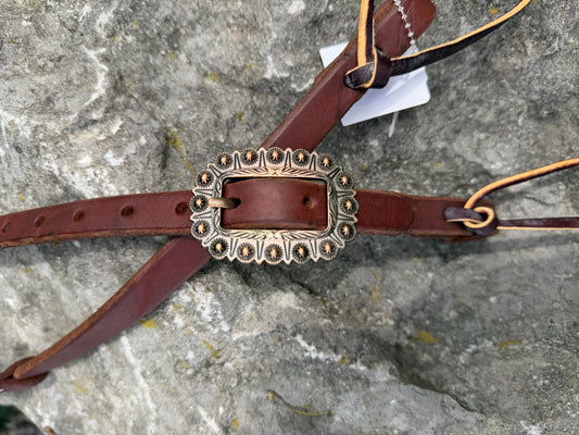 Slip Ear Headstall - Antiqued Copper Rosette Buckle