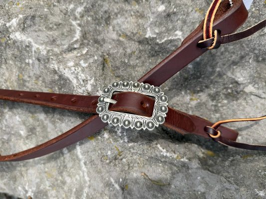 Slip Ear Headstall - Antiqued Silver Rosette Buckle