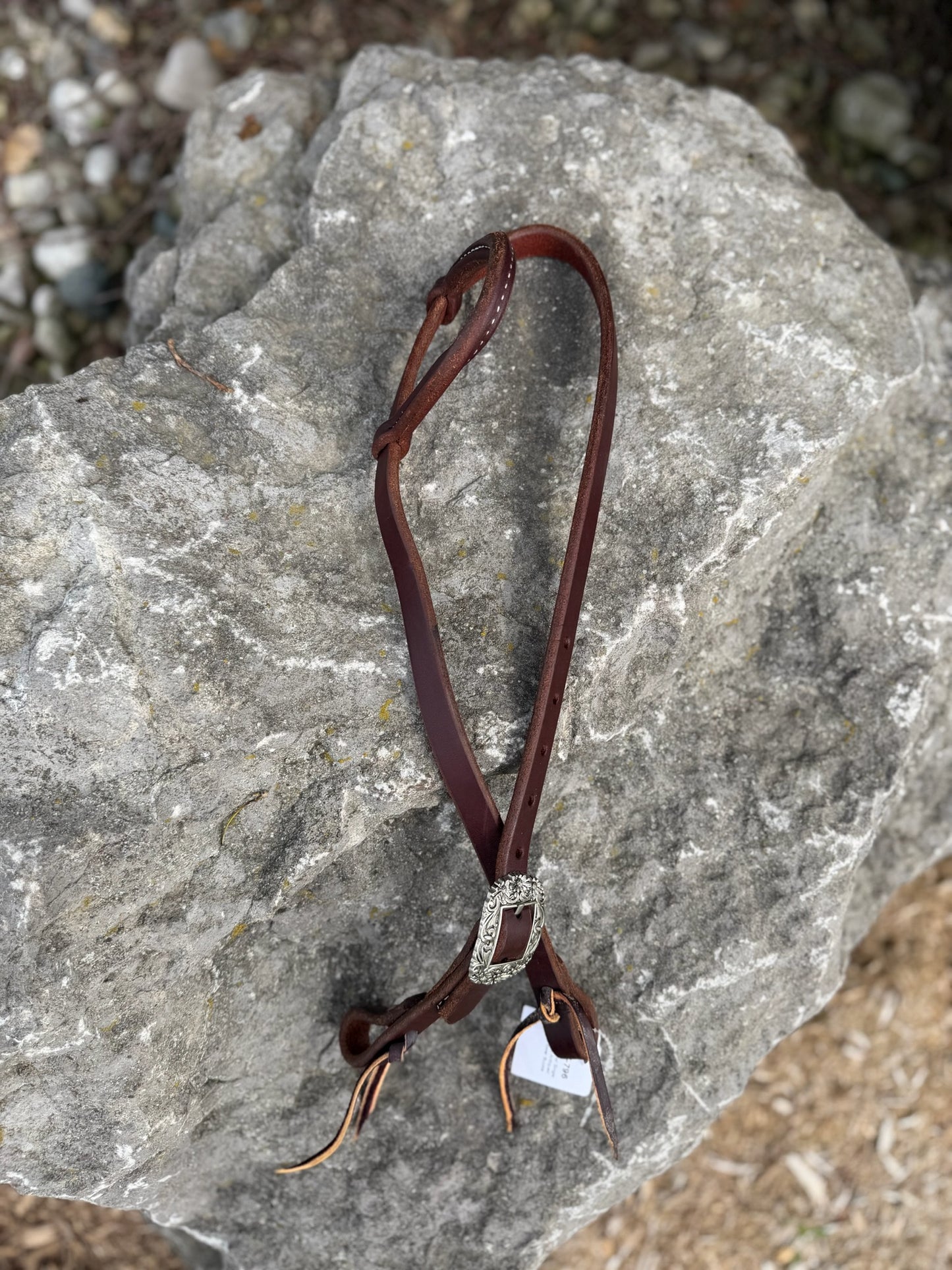 Slip Ear Headstall - Antique Silver Daisy Scroll Buckle