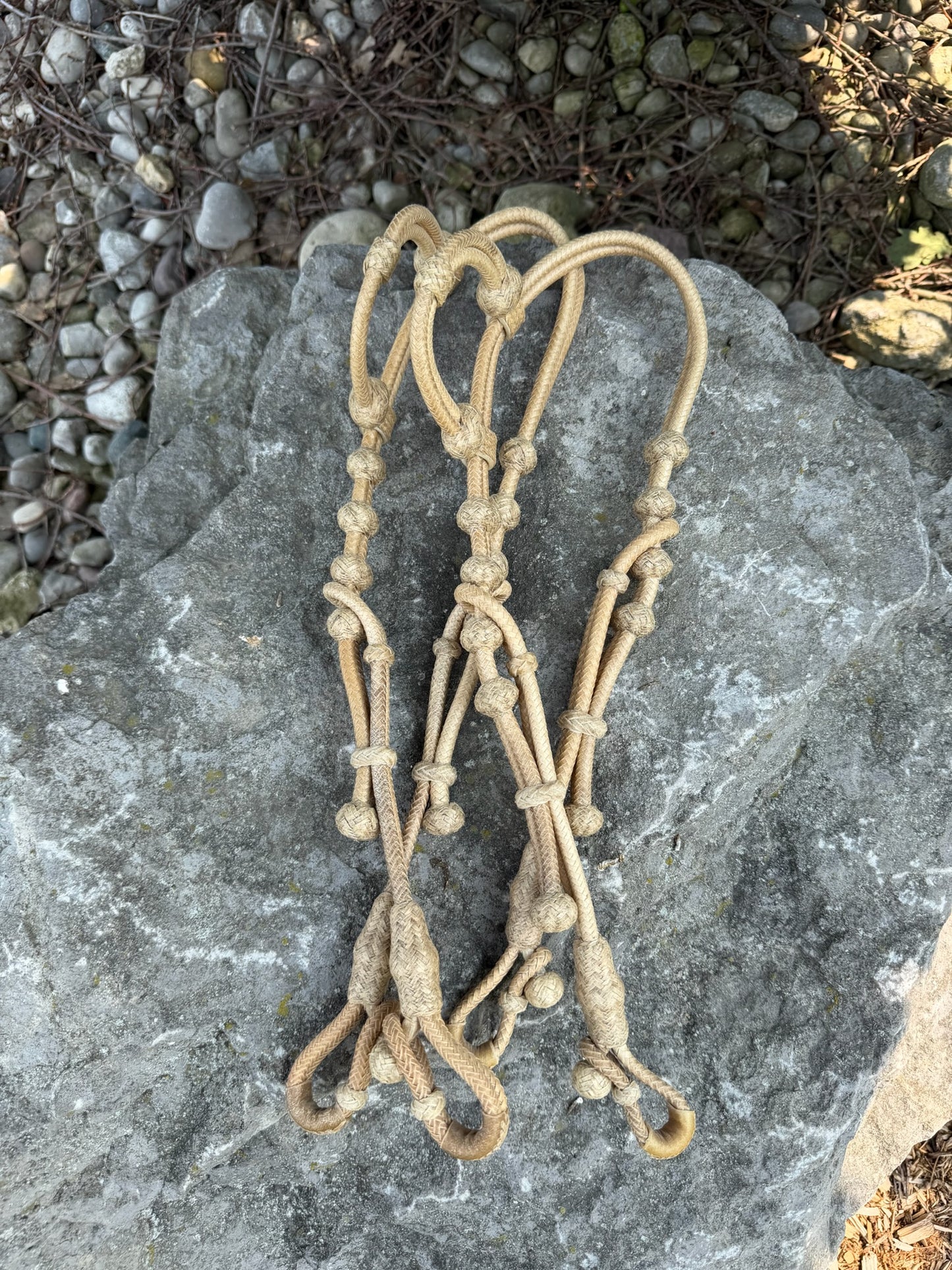 30 Plait Natural Rawhide Headstall with One Ear - petite size