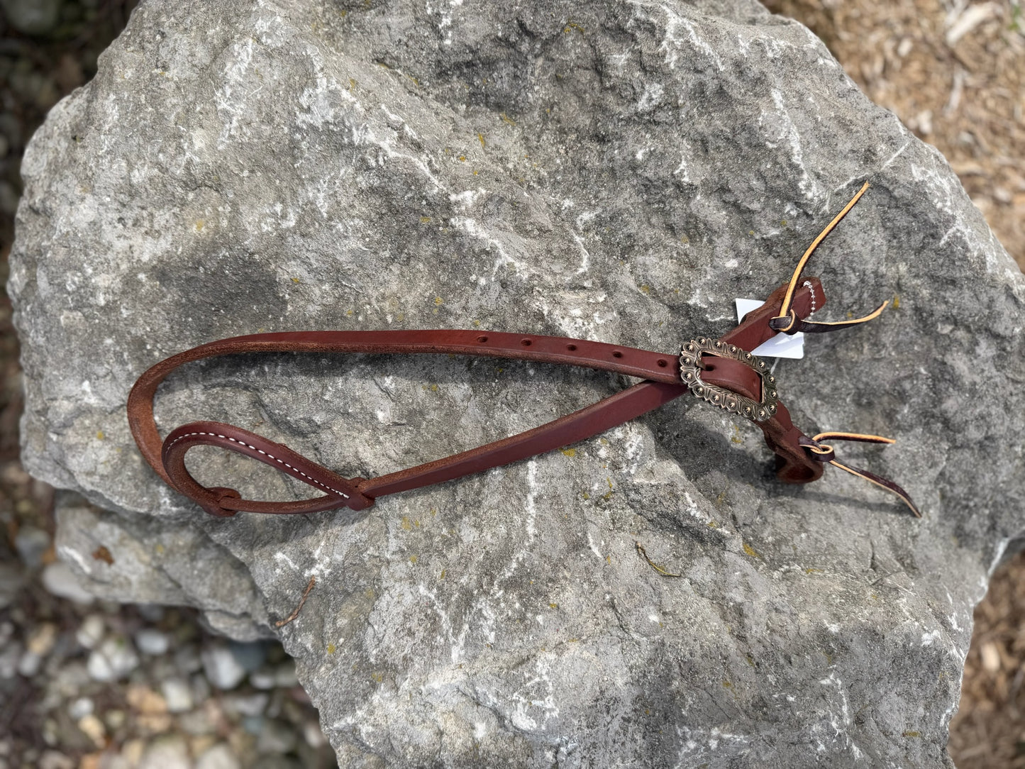 Slip Ear Headstall - Antiqued Copper Rosette Buckle