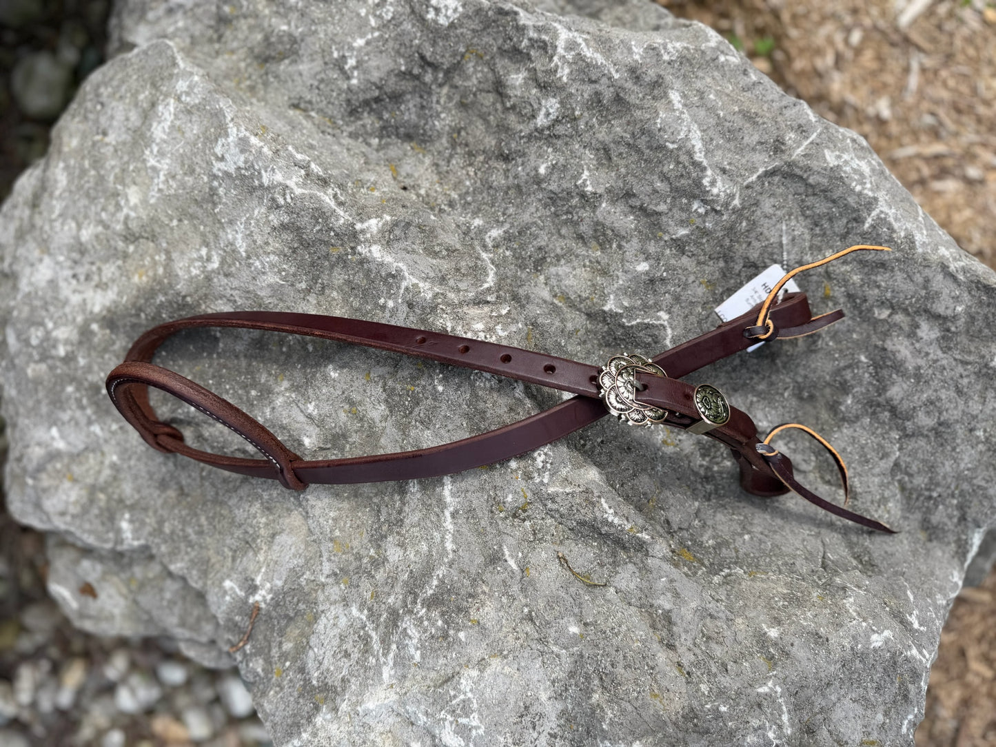 Slip Ear Headstall - Antiqued Copper Sunflower Buckle