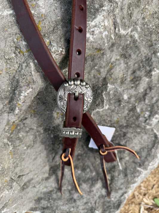Slip Ear Headstall - Antique Silver Dotted Buckle
