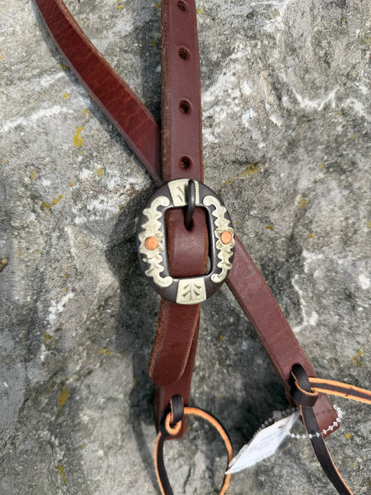 Slip Ear Headstall - Antique Floral Cart Buckle