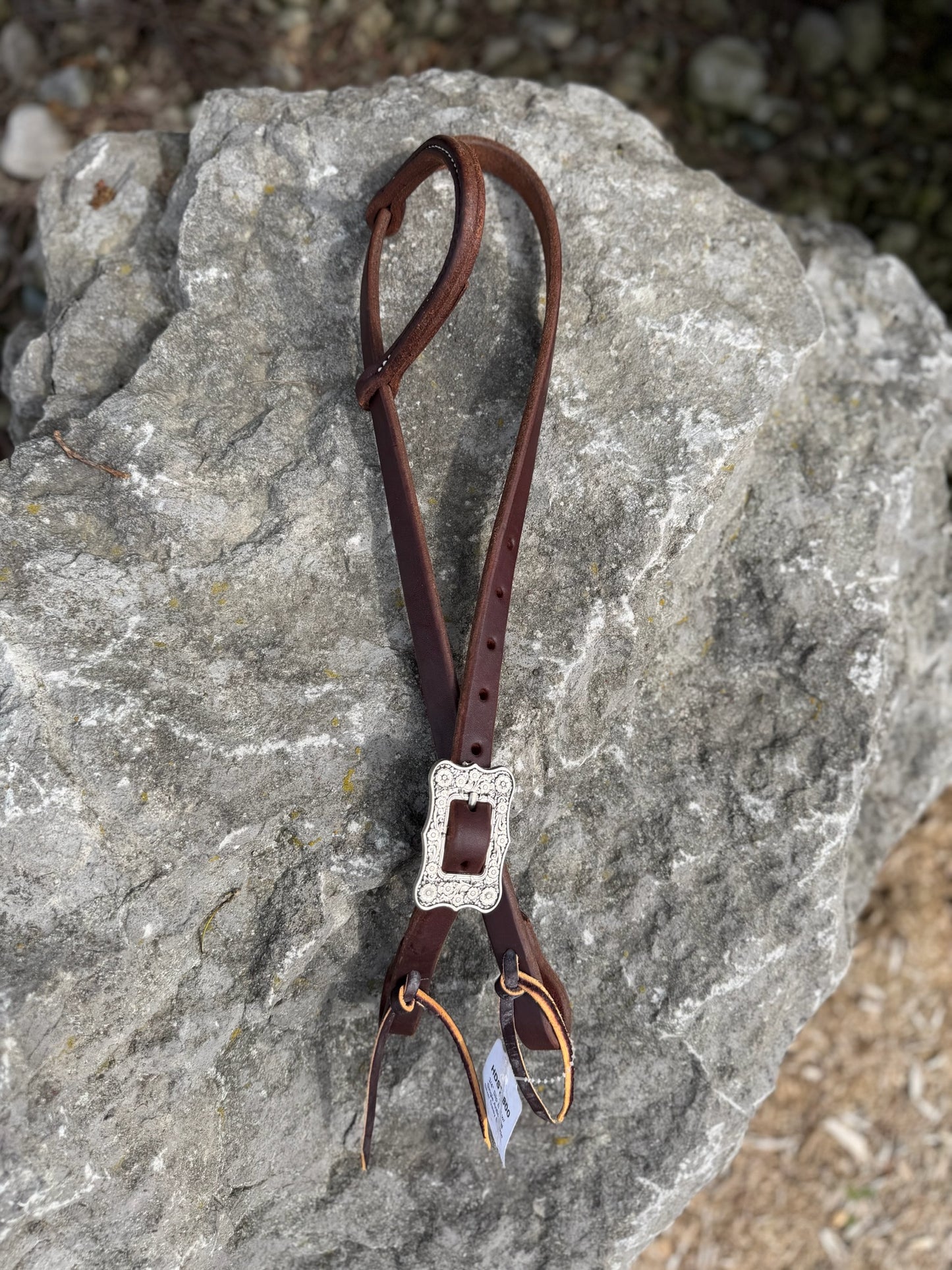 Slip Ear Headstall - Antique Silver Daisy Buckle