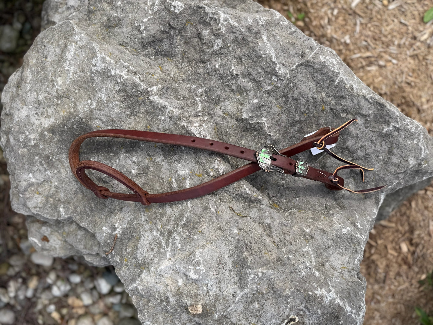 Slip Ear Headstall - Green Thunderbird Buckle