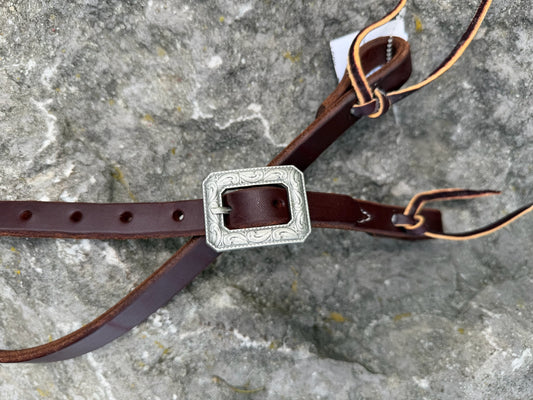 Slip Ear Headstall - Classic Square Silver Buckle