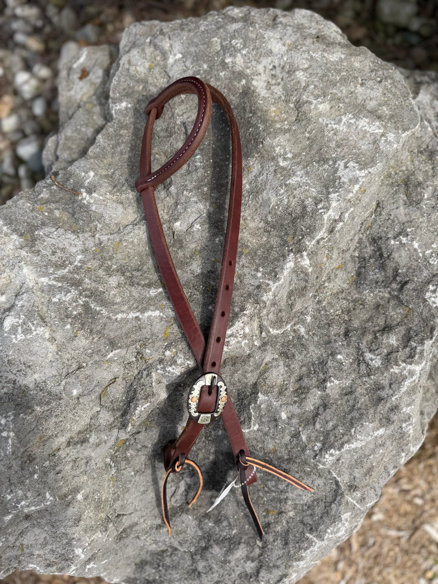 Slip Ear Headstall - Antique Floral Cart Buckle