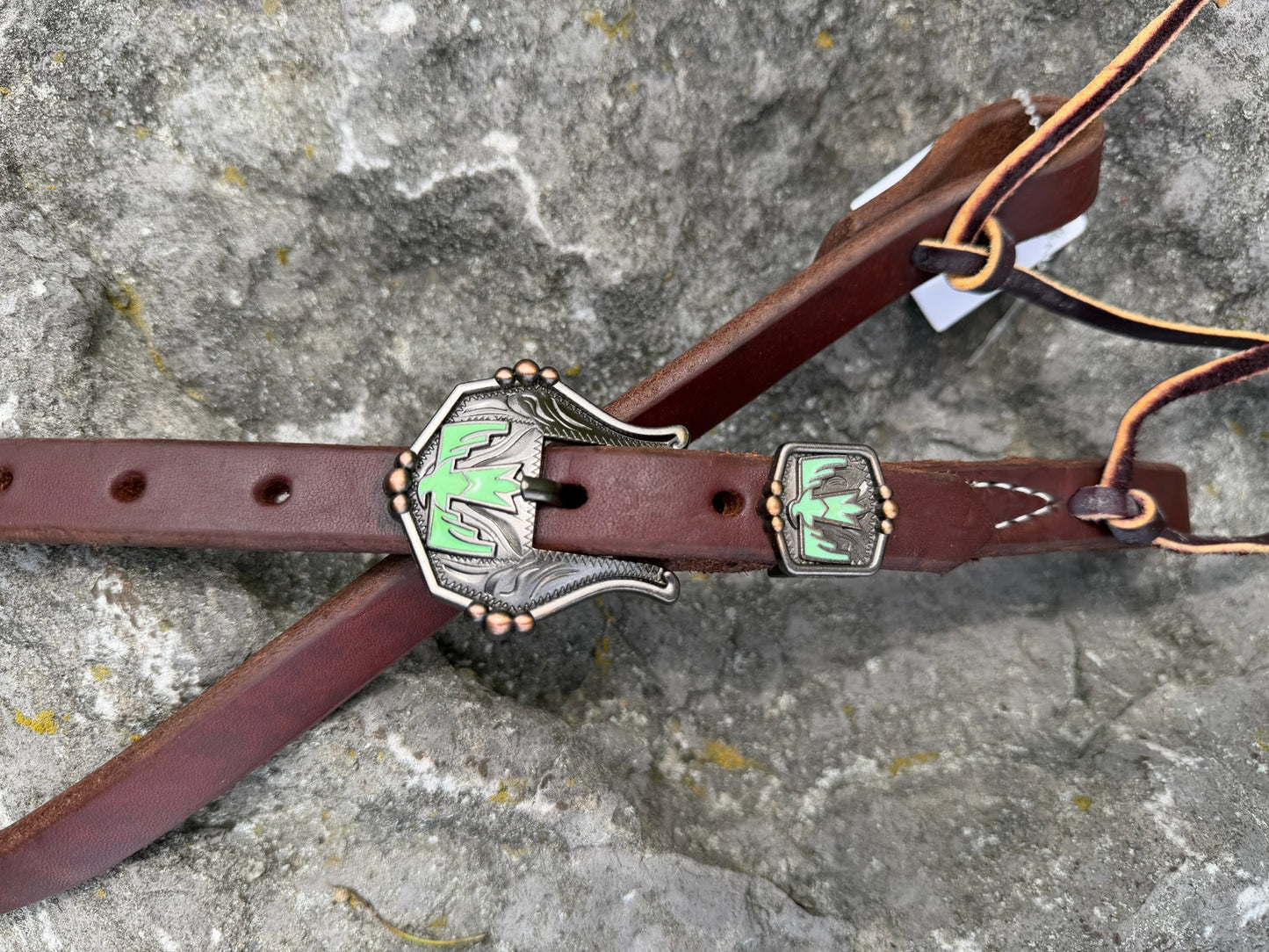 Slip Ear Headstall - Green Thunderbird Buckle