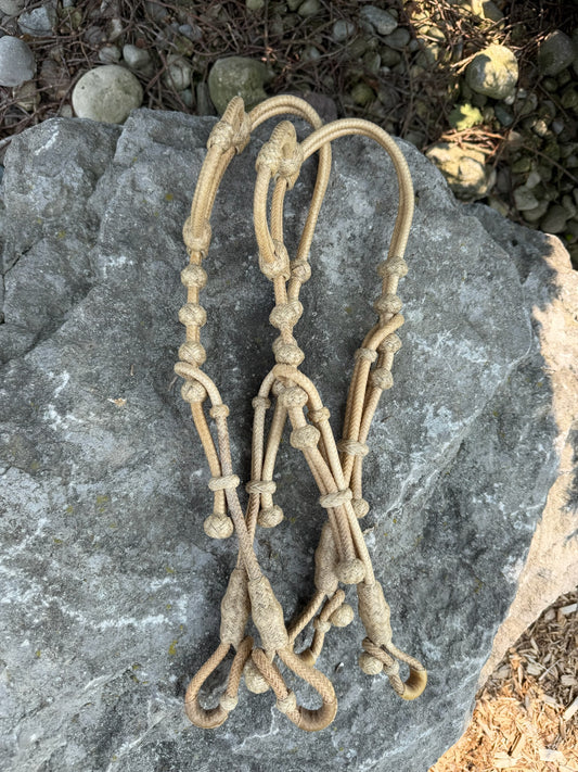 30 Plait Natural Rawhide Headstall with One Ear - petite size