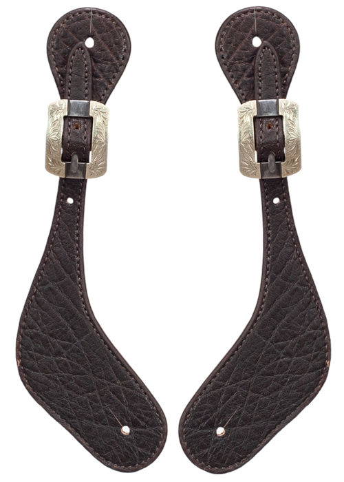 Men's Exotic Leather Spur Strap - Silver Scroll Buckles