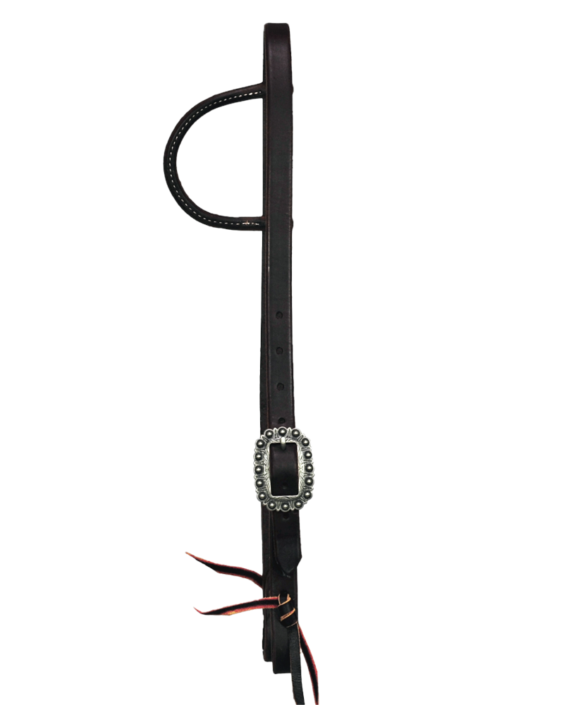 Slip Ear Headstall - Antiqued Silver Rosette Buckle