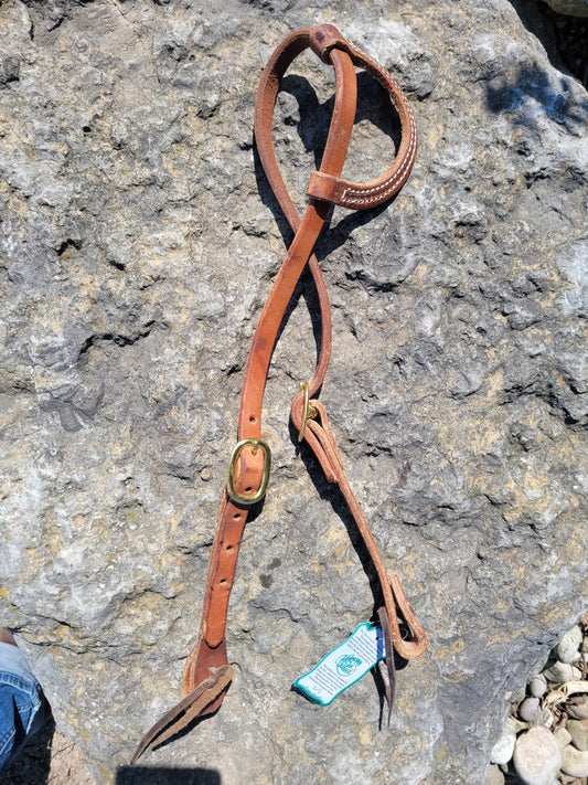 One Ear Herman Oak Headstall with Brass Buckle