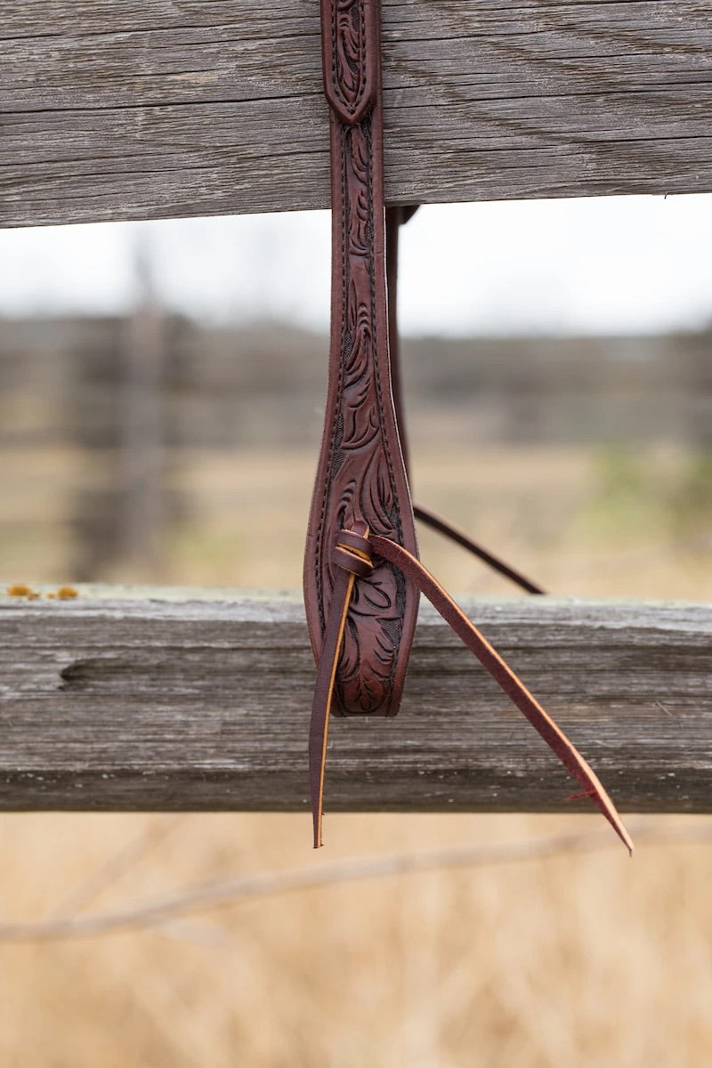 Antique Floral One Ear Headstall with Tie Ends-CUSTOM ORDER ONLY