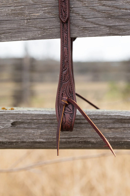 Antique Floral One Ear Headstall with Tie Ends-CUSTOM ORDER ONLY