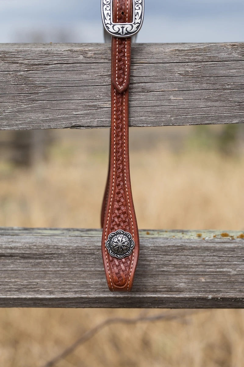 Bob’s Custom Saddles JW One Ear Basket Stamp Headstall-CUSTOM ORDER ONLY