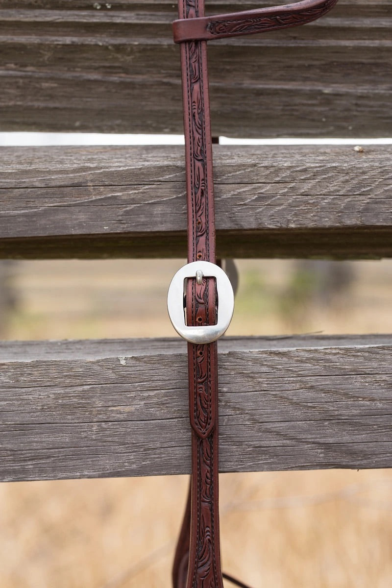 Antique Floral One Ear Headstall with Tie Ends-CUSTOM ORDER ONLY