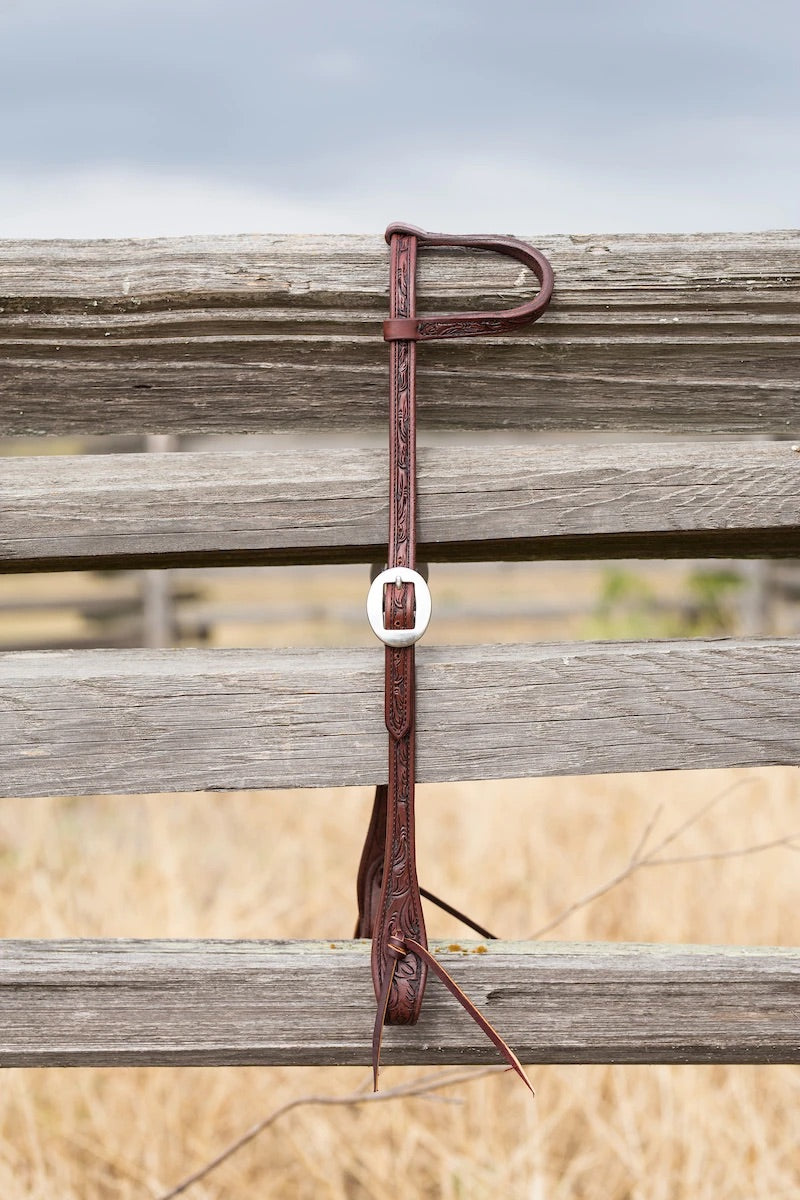 Antique Floral One Ear Headstall with Tie Ends-CUSTOM ORDER ONLY